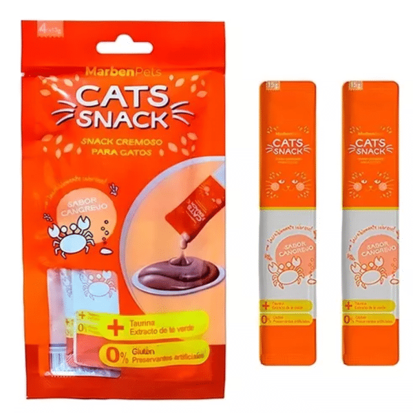 Cats Snack Tubito Cremoso Cangrejo 4x15g