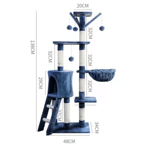 Gimnasio Para Gatos Torre De 5 Niveles Con Rascador /Color Azul