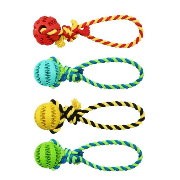 Juguete Para Perro Warrior Bola Con Dientes 7 Cm Y Cuerda