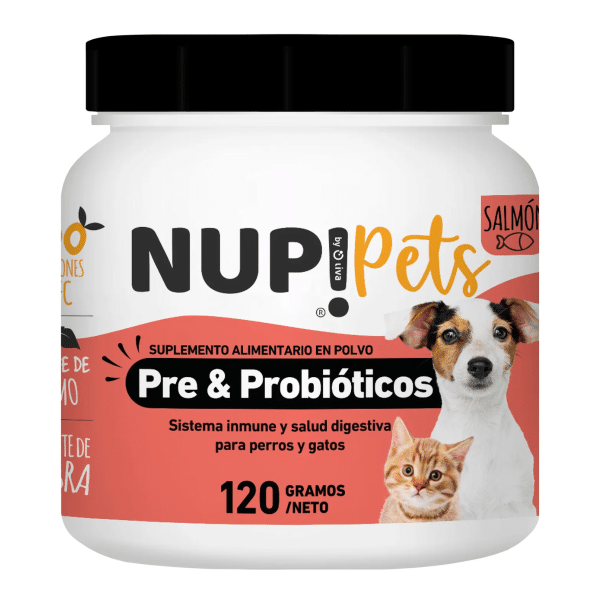 Nup! Pets Suplemento En Polvo Pre Y Probióticos Perro Y Gato Salmon 120 Gr