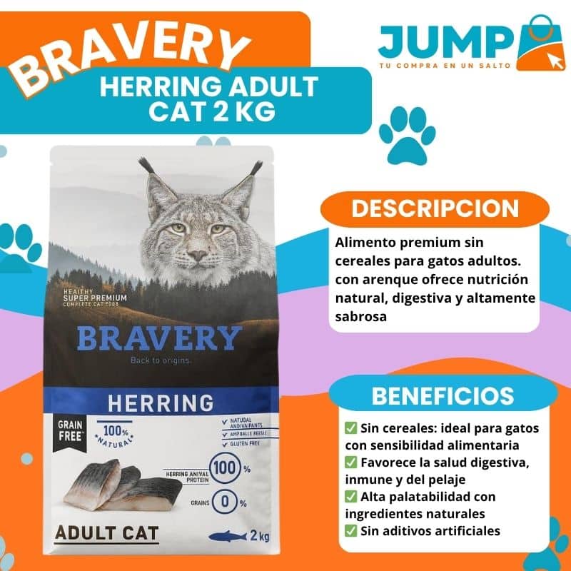 Bravery Herring Adult Cat 2 Kg - Imagen 3