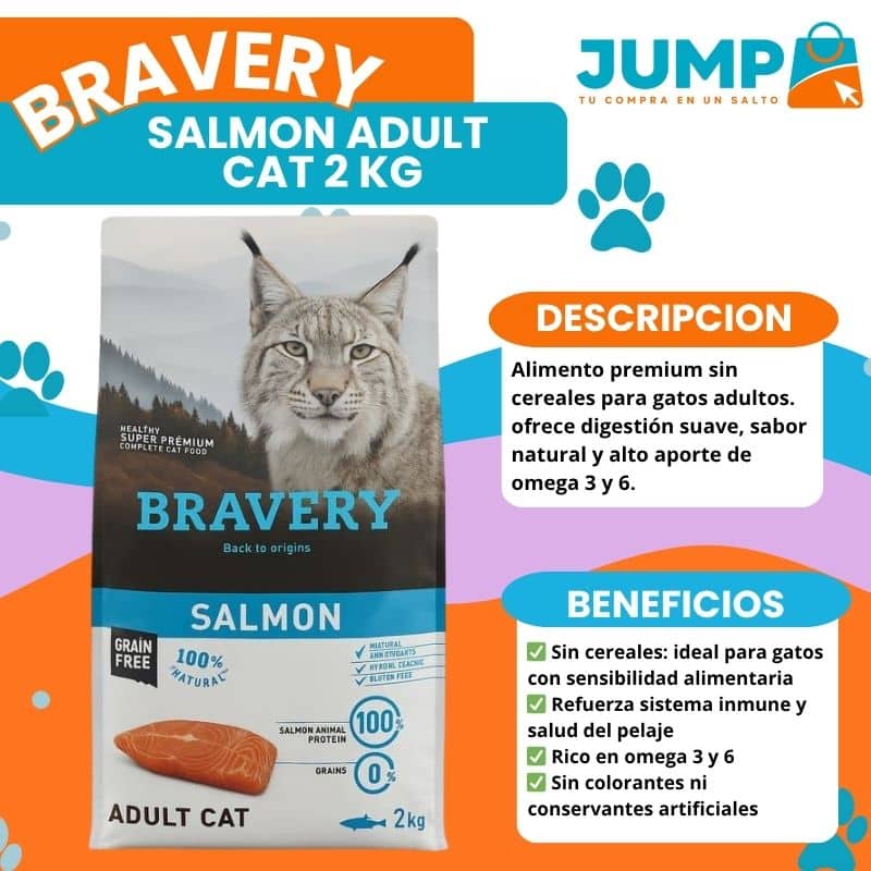 Bravery Salmon Adult Cat 2 Kg - Imagen 3