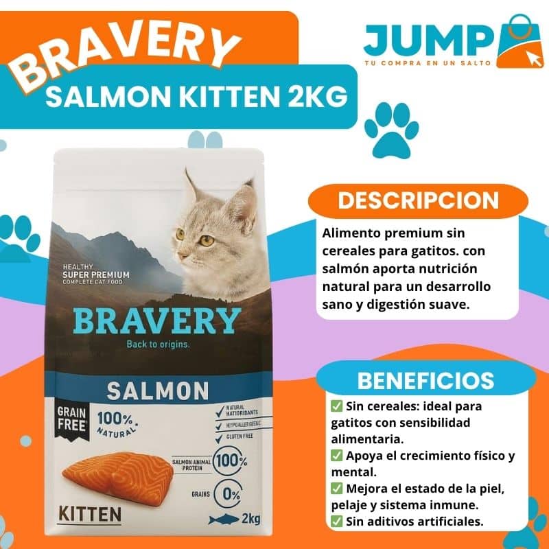 Bravery Salmon Kitten 2KG - Imagen 3