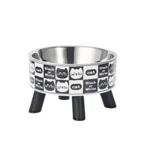 Plato elevado para mascotas gatito black or white