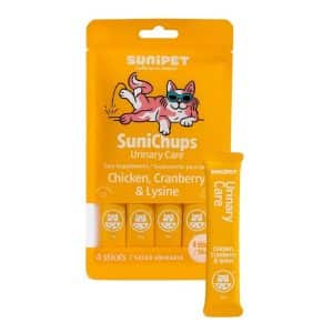 Producto Sunipet SuniChups Urinary Care, snack funcional cremoso para gatos con cranberry, diseñado para el soporte del sistema urinario felino