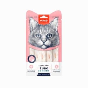 Snacks Cremosos para Gatos Wanpy Atún y Camarón 5 Unidades de 14g