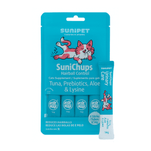 Snack funcional para gatos que ayuda a eliminar bolas de pelo y mejora la digestión. Con atún, aloe vera, prebióticos y L-lisina.