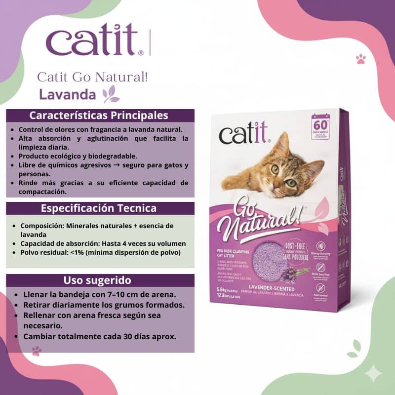 Catit Go Natural Arena Biodegradable Aroma Lavanda 5.6 kg - Imagen 3