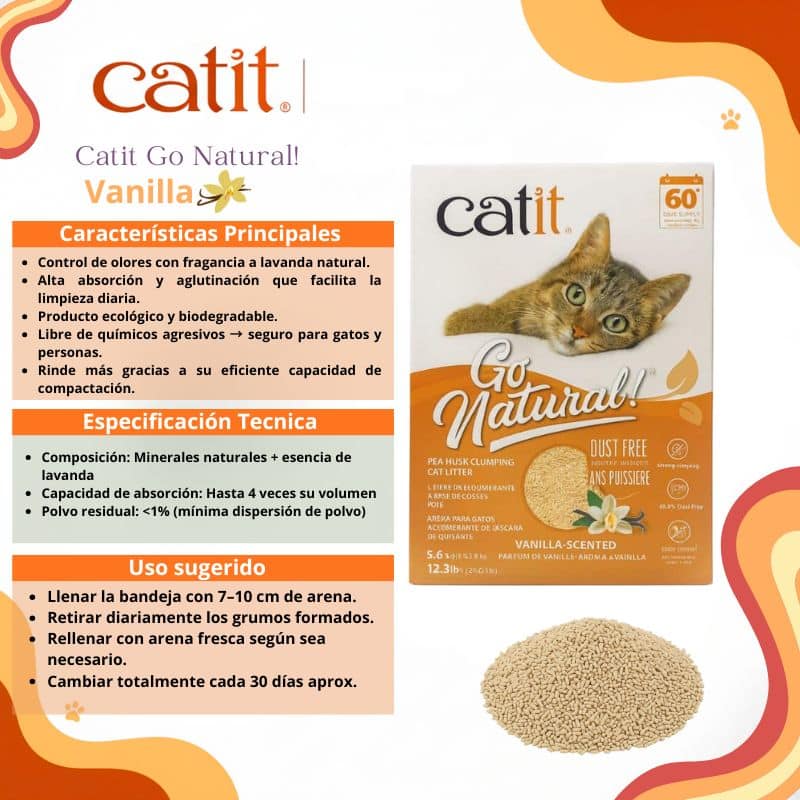 Catit Go Natural Arena Biodegradable Aroma Vainilla 5.6 kg - Imagen 3