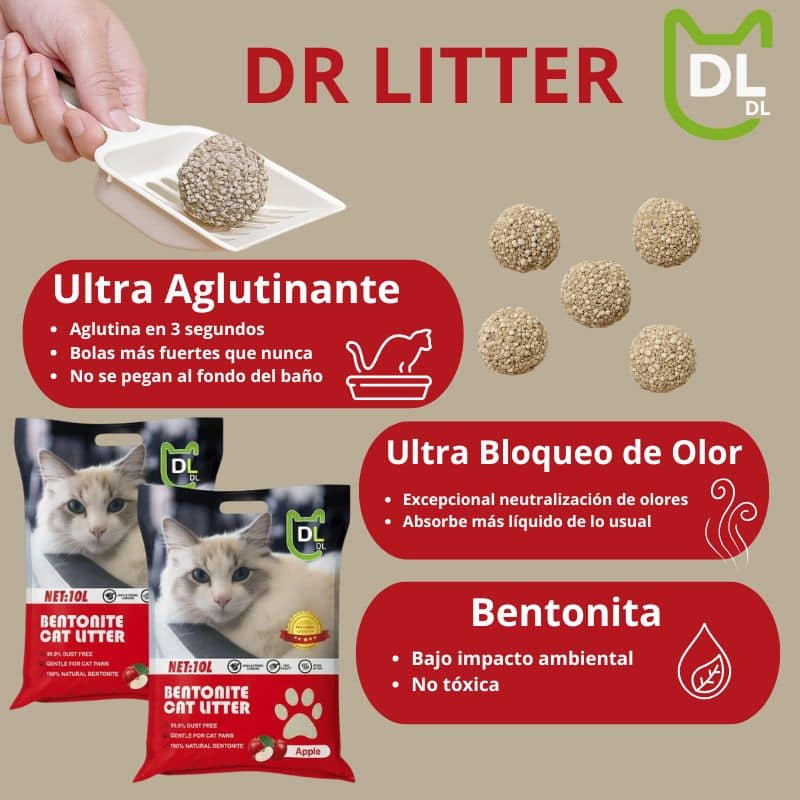 Arena sanitaria Dr. Litter Aglutinante Manzana 16 Kg - Imagen 2