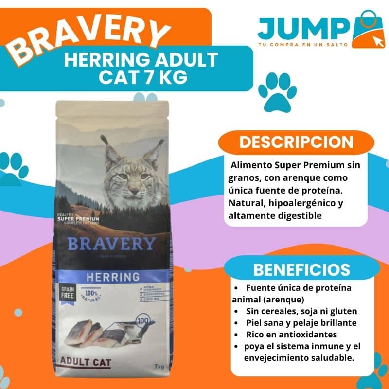 Bravery Herring Adult Cat 7 kg - Imagen 3