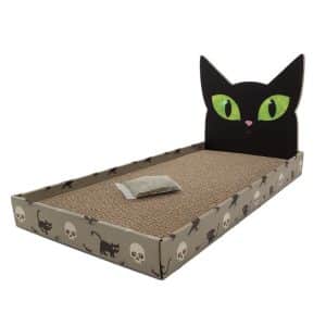 Rascador de cartón con diseño de gato negro
