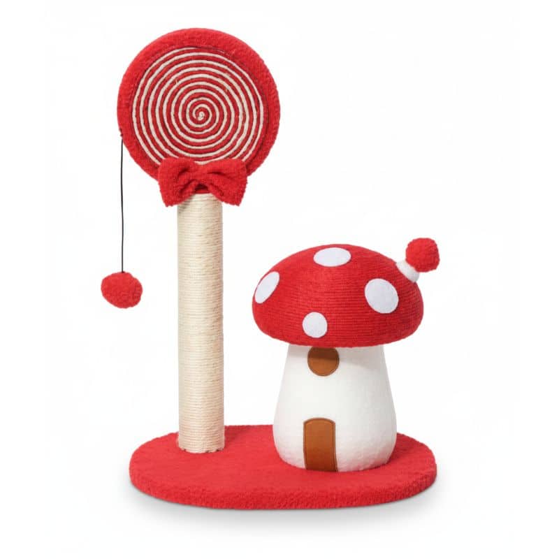 Rascador para gatos con diseño de hongo Rojo