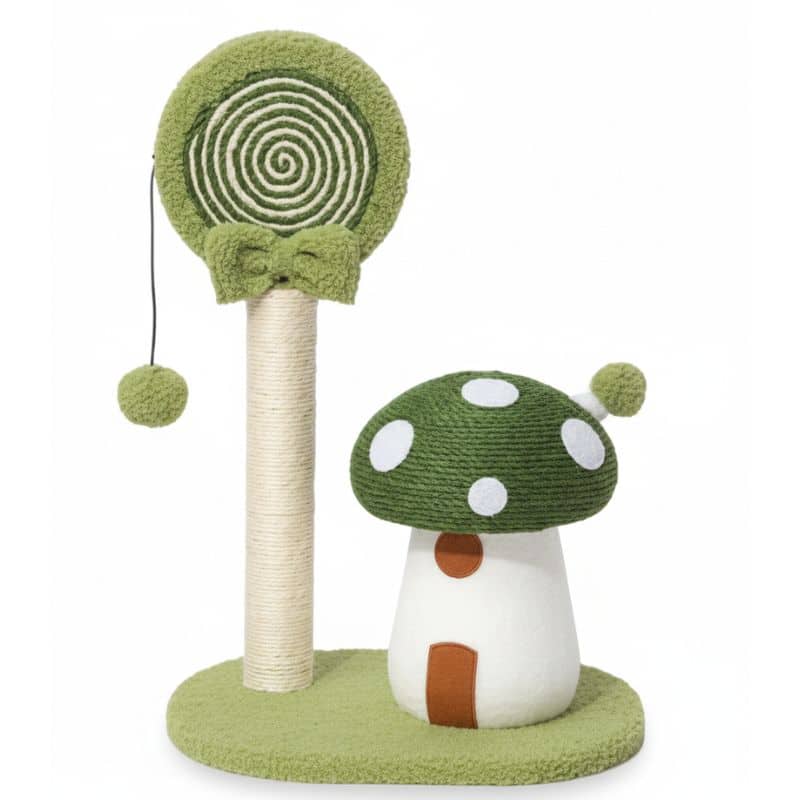 Rascador para gatos con diseño de hongo Verde